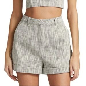 Cinq a Sept Galena tweed shorts, Women's Gray Striped, lined high rise